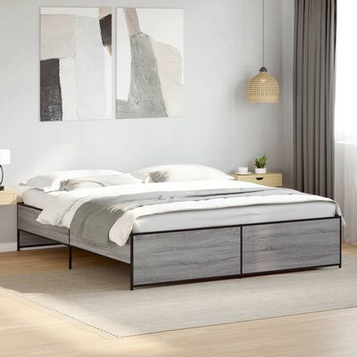 vidaXL Bed Frame without Mattress Grey Sonoma 200x200 cm