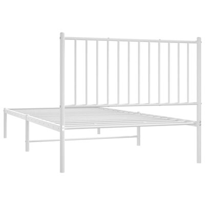 vidaXL Metal Bed Frame without Mattress with Headboard White 100x200 cm