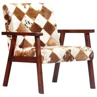 vidaXL Armchair White and Brown Real Goat Leather