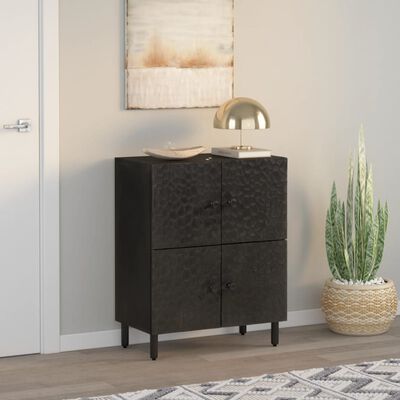 vidaXL Side Cabinet Black 60x33x75 cm Solid Wood Mango