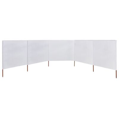 vidaXL 5-panel Wind Screen Fabric 600x160 cm Sand White