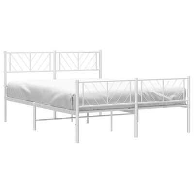 vidaXL Metal Bed Frame without Mattress with Footboard White 120x200 cm