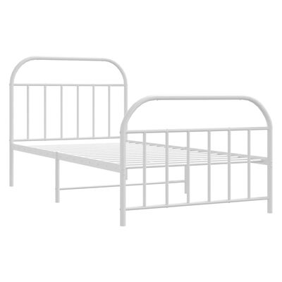 vidaXL Metal Bed Frame without Mattress with Footboard White 100x190 cm