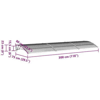 vidaXL Door Canopy Grey 300x75 cm Polycarbonate