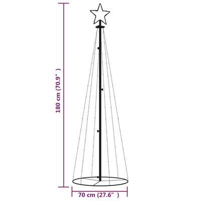 vidaXL Christmas Cone Tree Blue 108 LEDs 70x180 cm