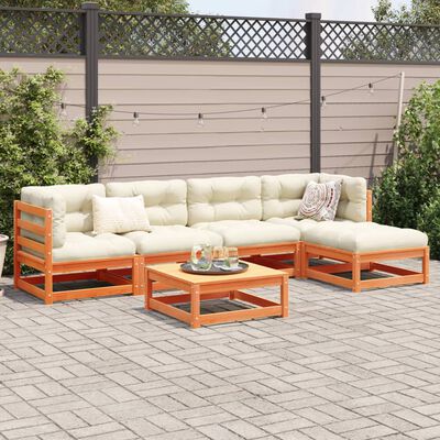 vidaXL 6 Piece Garden Sofa Set Wax Brown Solid Wood Pine