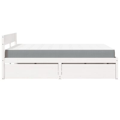 vidaXL Bed with Drawers and Mattress White 160x200 cm Solid Wood Pine