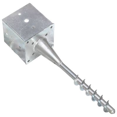 vidaXL Ground Spikes 2 pcs Silver 14x14x58 cm Galvanised Steel