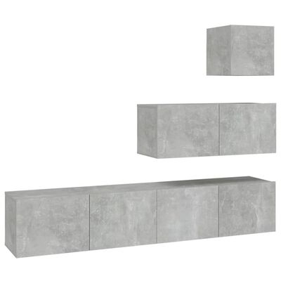 vidaXL 4 Piece TV Cabinet Set Concrete Grey Engineered Wood