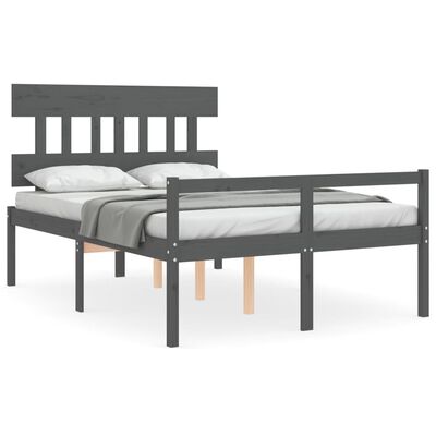 vidaXL Senior Bed without Mattress Grey Double Solid Wood