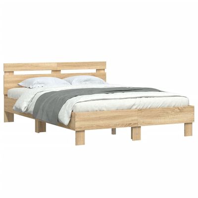 vidaXL Bed Frame with LED without Mattress Sonoma Oak 120x200 cm