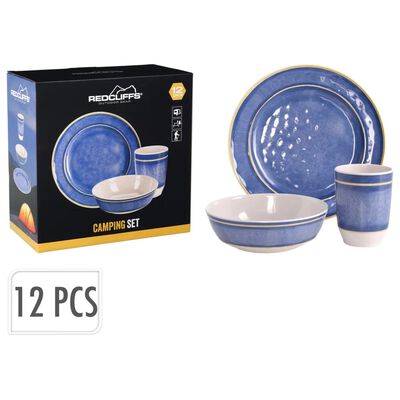 Redcliffs 12 Piece Camping Tableware Set Melamine Blue