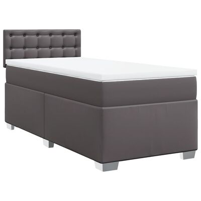 vidaXL Box Spring Bed with Mattress Grey 90x190 cm Faux Leather