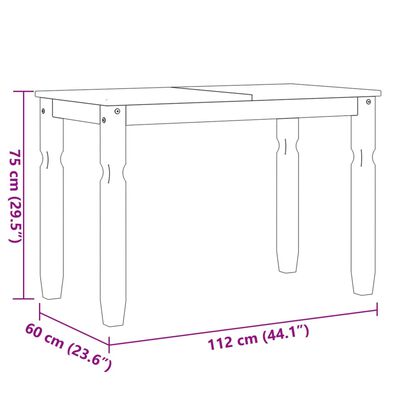 vidaXL Dining Table Corona White 112x60x75 cm Solid Wood Pine