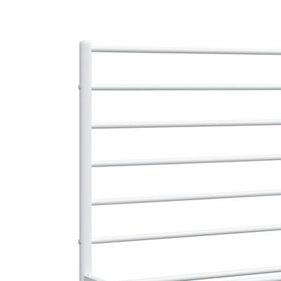 vidaXL Metal Bed Frame without Mattress with Headboard White 135x190 cm Double