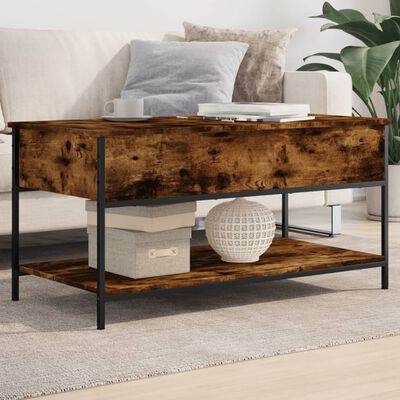 vidaXL Coffee Table Smoked Oak 100x50x50 cm Engineered Wood and Metal