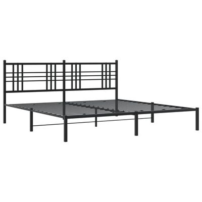 vidaXL Metal Bed Frame without Mattress with Headboard Black 193x203 cm