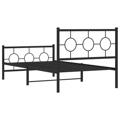 vidaXL Metal Bed Frame without Mattress with Footboard Black 100x200 cm