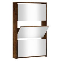 vidaXL Shoe Cabinet with Mirror 3-Layer Smoked Oak 63x17x102.5 cm