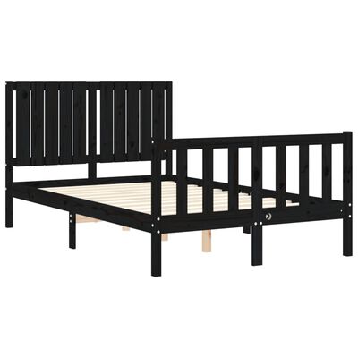 vidaXL Bed Frame without Mattress Black Small Double Solid Wood Pine