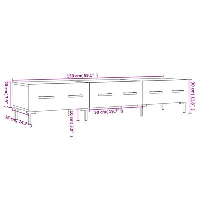 vidaXL TV Cabinet Black 150x36x30 cm Engineered Wood