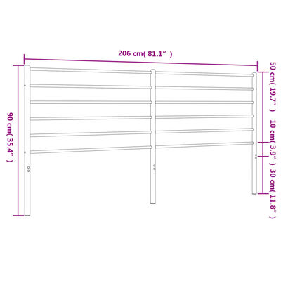 vidaXL Metal Headboard Black 200 cm