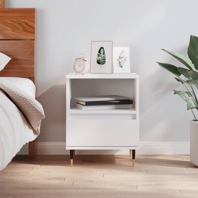 vidaXL Bedside Cabinet White 40x35x50 cm Engineered Wood