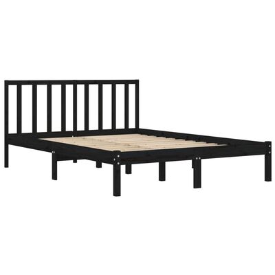 vidaXL Bed Frame without Mattress Black Solid Wood Pine 180x200 cm Super King