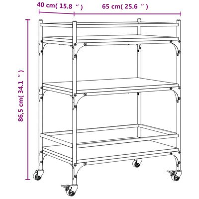 vidaXL Kitchen Trolley Sonoma Oak 65x40x86.5 cm Engineered Wood