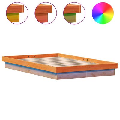 vidaXL LED Bed Frame without Mattress Wax Brown 120x200 cm Solid Wood