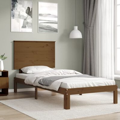 vidaXL Bed Frame with Headboard Honey Brown 100x200 cm Solid Wood