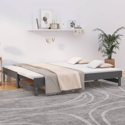 vidaXL Pull-out Day Bed without Mattress Grey 2x(90x200) cm