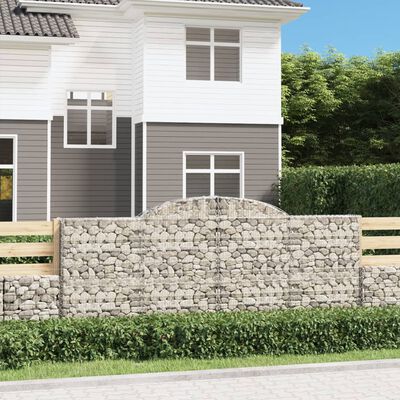 vidaXL Arched Gabion Basket 300x50x120/140 cm Galvanised Iron