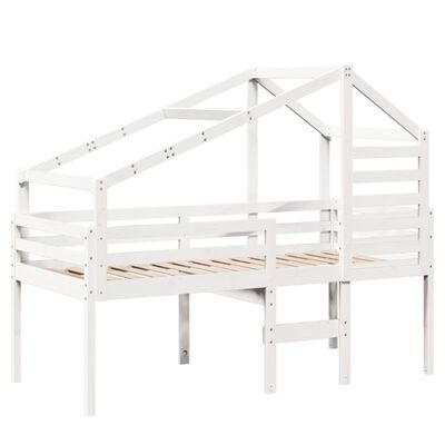 vidaXL High Sleeper Bed without Mattress White 75x190 cm Small Single Solid Wood Pine