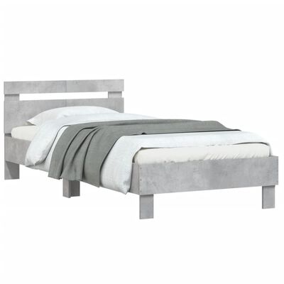 vidaXL Bed Frame without Mattress with Headboard Concrete Grey 100x200 cm