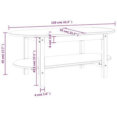 vidaXL Coffee Table Honey Brown 110x55x45 cm Solid Wood Pine