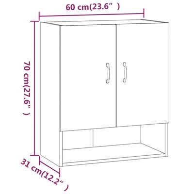 vidaXL Wall Cabinet Smoked Oak 60x31x70 cm Engineered Wood