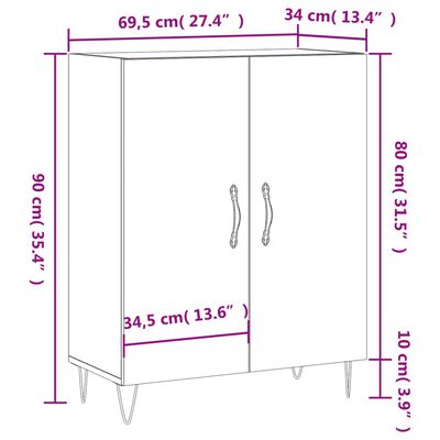 vidaXL Sideboard Grey Sonoma 69.5x34x90 cm Engineered Wood