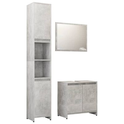 vidaXL 3 Piece Bathroom Furniture Set Concrete Grey Engineered Wood