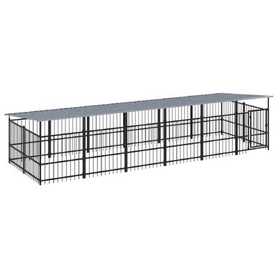 vidaXL Outdoor Dog Kennel with Roof Steel 11.26 m²