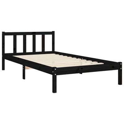 vidaXL Bed Frame without Mattress Black 90x200 cm Solid Wood Pine