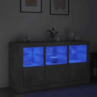 vidaXL Sideboard with LED Lights Concrete Grey 123x37x67 cm