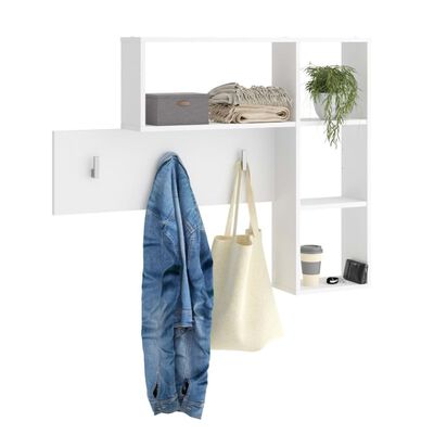 FMD Wall-mounted Coat Rack 4 Open Compartments White