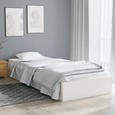 vidaXL Bed Frame without Mattress White Solid Wood 75x190 cm Small Single