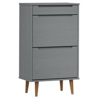 vidaXL Shoe Cabinet MOLDE Grey 59,5x35x103 cm Solid Wood Pine