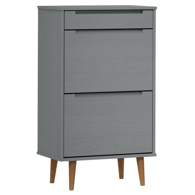 vidaXL Shoe Cabinet MOLDE Grey 59,5x35x103 cm Solid Wood Pine