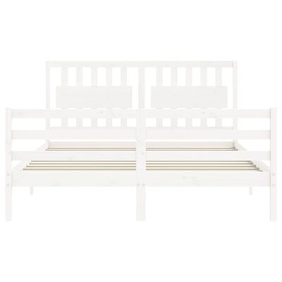 vidaXL Bed Frame without Mattress White King Size Solid Wood