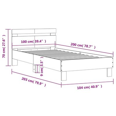 vidaXL Bed Frame without Mattress with LED Lights Black 100x200 cm