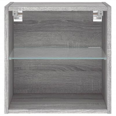 vidaXL Bedside Cabinets with LED Lights Wall-mounted 2 pcs Grey Sonoma