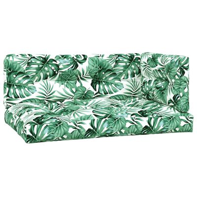 vidaXL Pallet Cushions 3 pcs Leaf Pattern Fabric